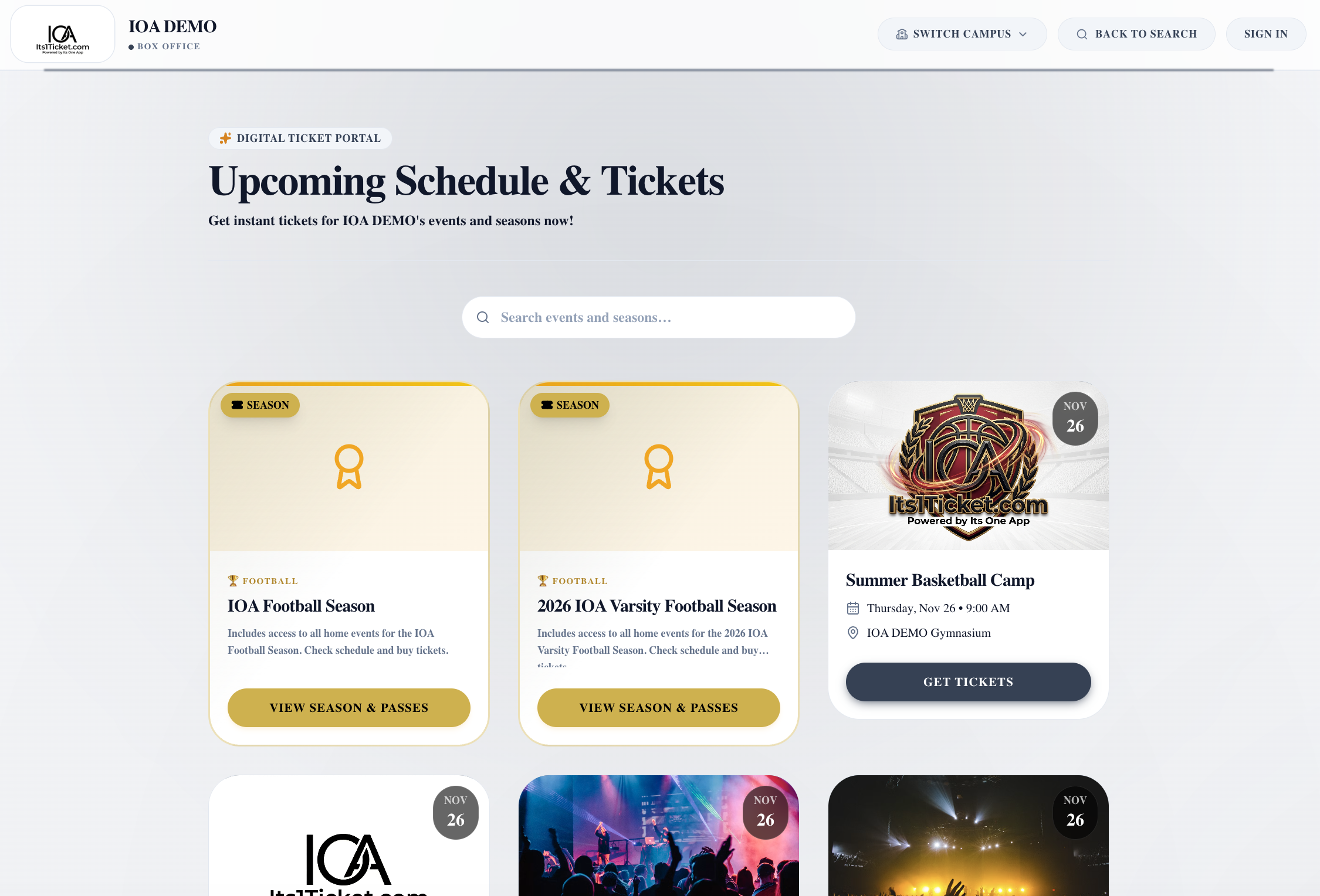 Organization-branded ticket portal